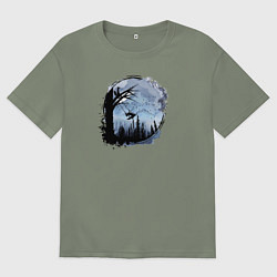 Футболка оверсайз женская Лисичка на качелях, цвет: авокадо