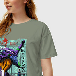 Футболка оверсайз женская EVA 01 Poster - Evangelion, цвет: авокадо — фото 2