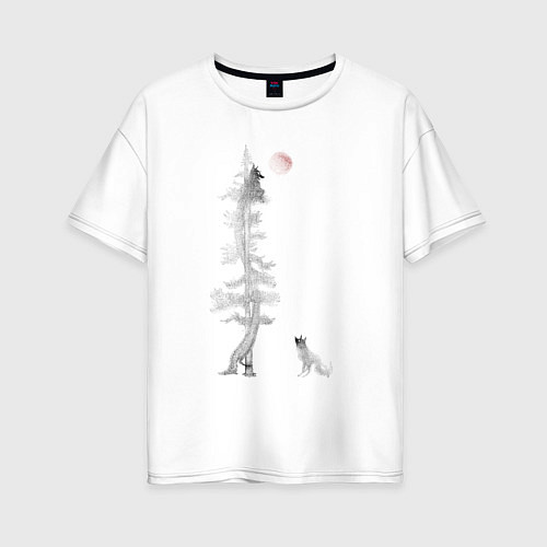 Женская футболка оверсайз Вертикальная лисичка / Белый – фото 1