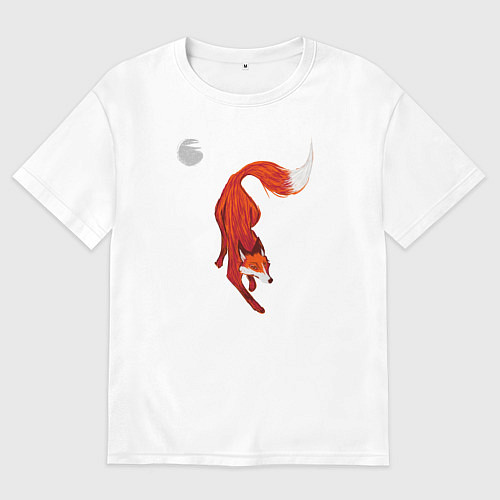 Женская футболка оверсайз Лиса Крадётся / Белый – фото 1