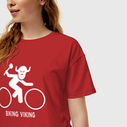 Футболка оверсайз женская Велосипед - Викинг, цвет: красный — фото 2