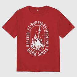 Футболка оверсайз женская Dark Souls костер, цвет: красный