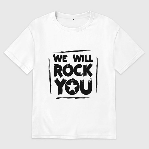 Женская футболка оверсайз We rock you / Белый – фото 1