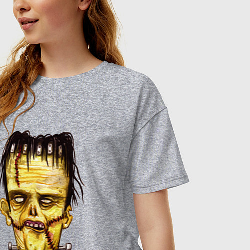Женская футболка оверсайз Франкенштейн желтый зомби / Меланж – фото 3