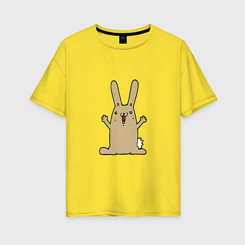 Женская футболка оверсайз Rabbit - Smile / Желтый – фото 1