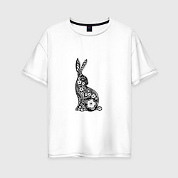 Футболка оверсайз женская White-Black Rabbit, цвет: белый