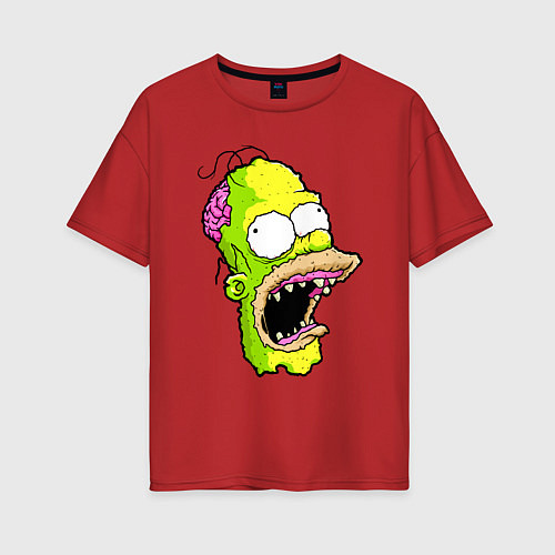 Женская футболка оверсайз Гомер Симпсон - зомби - halloween / Красный – фото 1
