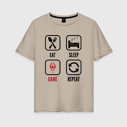 Женская футболка оверсайз Eat - sleep - Skyrim - repeat