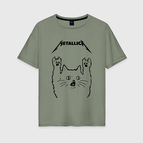Женская футболка оверсайз Metallica - rock cat / Авокадо – фото 1