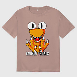 Футболка оверсайз женская Радужные друзья - Оранжевый, цвет: пыльно-розовый