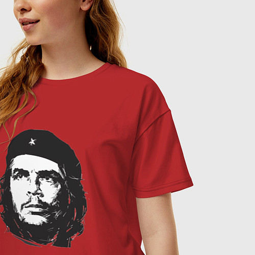 Женская футболка оверсайз Че Гевара - рисунок / Красный – фото 3