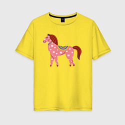 Футболка оверсайз женская Красочная лошадка, цвет: желтый