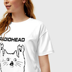 Футболка оверсайз женская Radiohead - rock cat, цвет: белый — фото 2