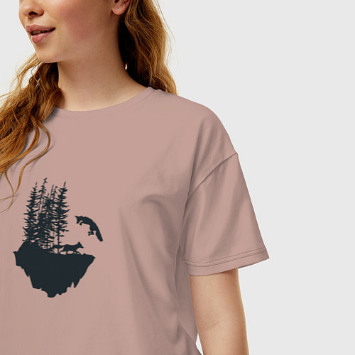 Женская футболка оверсайз Лисий остров / Пыльно-розовый – фото 3