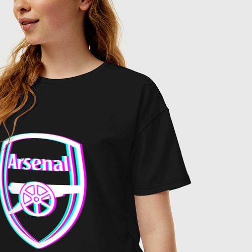 Женская футболка оверсайз Arsenal FC в стиле glitch / Черный – фото 3