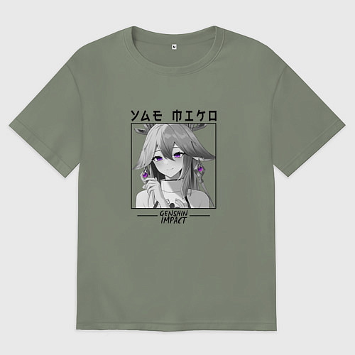 Женская футболка оверсайз Яэ Мико жрица / Авокадо – фото 1