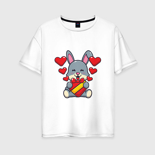 Женская футболка оверсайз Happy Rabbit / Белый – фото 1