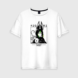 Футболка оверсайз женская Тигнари в квадрате, цвет: белый