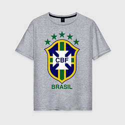 Футболка оверсайз женская Brasil CBF, цвет: меланж