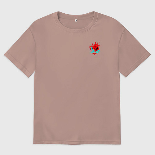 Женская футболка оверсайз Лого Самурай из Киберпанка 2077 / Пыльно-розовый – фото 1