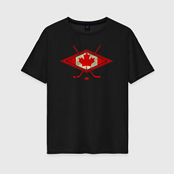 Женская футболка оверсайз Флаг Канады хоккей