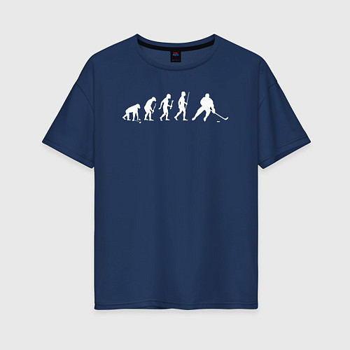 Женская футболка оверсайз Эволюция в хоккей / Тёмно-синий – фото 1