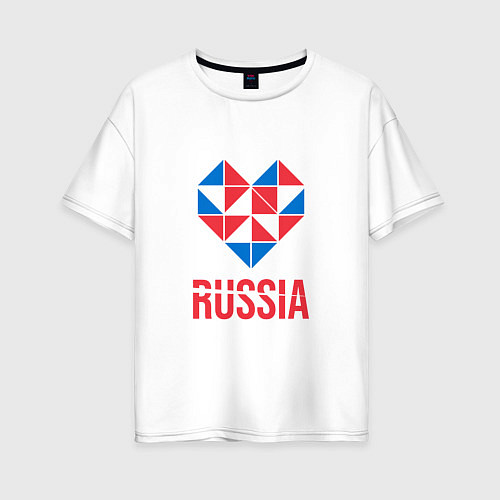 Женская футболка оверсайз Россия в моём сердце / Белый – фото 1