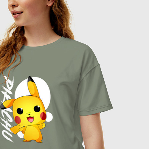 Женская футболка оверсайз Funko pop Pikachu / Авокадо – фото 3