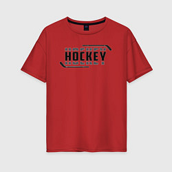Футболка оверсайз женская Hockey лого, цвет: красный