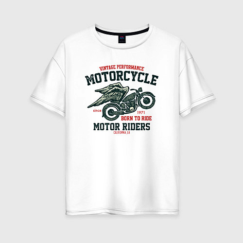 Женская футболка оверсайз Ретро мотоцикл с крыльями / Белый – фото 1