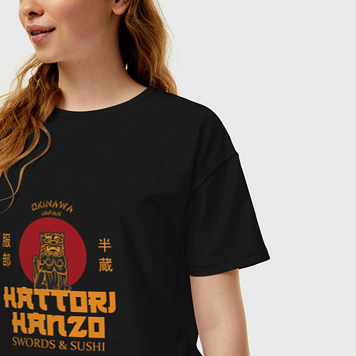 Женская футболка оверсайз Hattori hanzo убить билла / Черный – фото 3