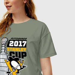 Футболка оверсайз женская Питтсбург Пингвинз НХЛ, цвет: авокадо — фото 2