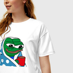 Футболка оверсайз женская Frog Pepe мем, цвет: белый — фото 2