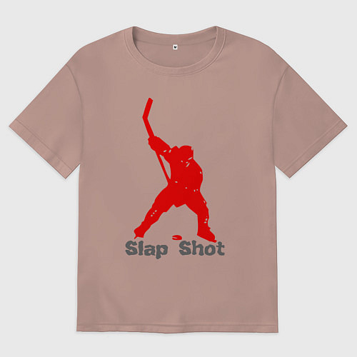 Женская футболка оверсайз Щелчок выстрел - хоккеист / Пыльно-розовый – фото 1
