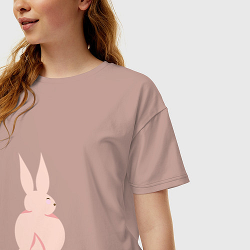 Женская футболка оверсайз Розовый кролик / Пыльно-розовый – фото 3