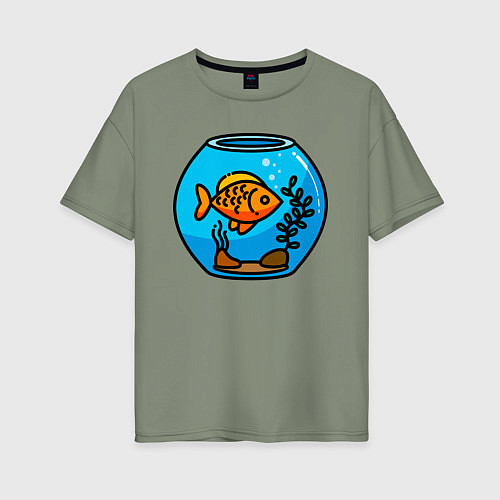 Женская футболка оверсайз Аквариум с золотой рыбкой / Авокадо – фото 1