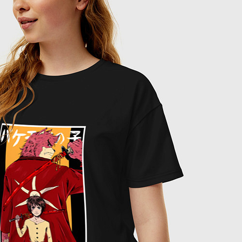 Женская футболка оверсайз Kumatetsu and Ren art / Черный – фото 3