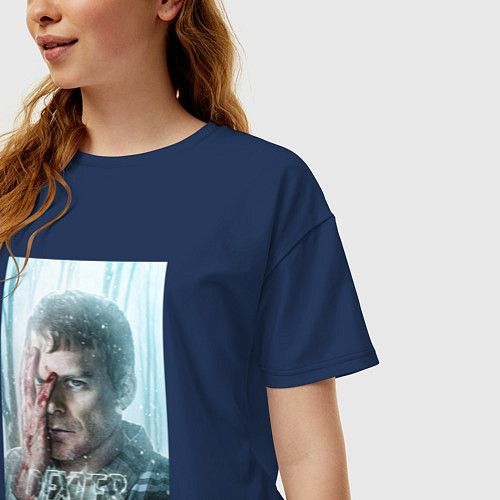 Женская футболка оверсайз Dexter New Blood art / Тёмно-синий – фото 3