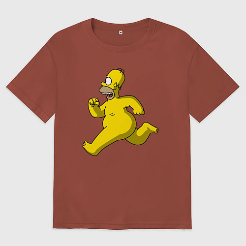 Женская футболка оверсайз Симпсон Голышом / Кирпичный – фото 1