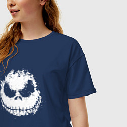 Футболка оверсайз женская Jack Skellington face, цвет: тёмно-синий — фото 2