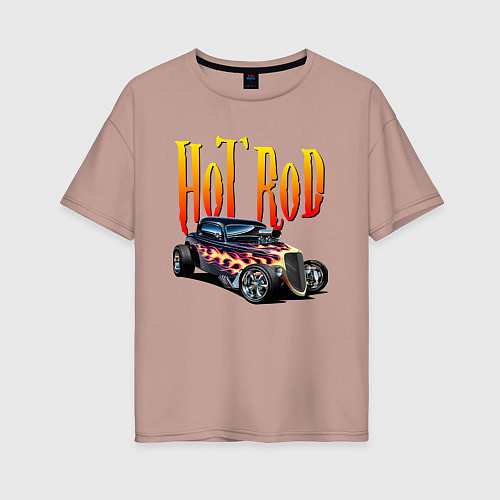 Женская футболка оверсайз Hot Rod - Power / Пыльно-розовый – фото 1