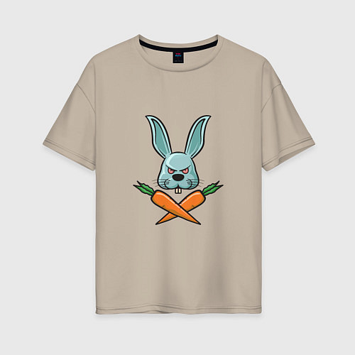 Женская футболка оверсайз Carrot - Bunny / Миндальный – фото 1