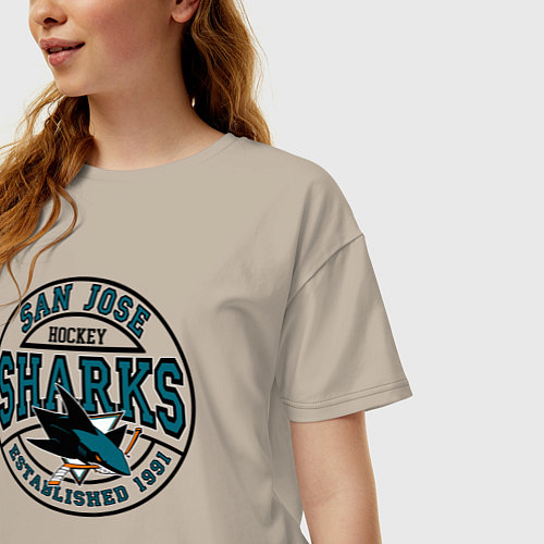 Женская футболка оверсайз San Jose Sharks / Миндальный – фото 3