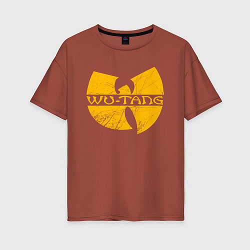 Женская футболка оверсайз Wu scratches logo / Кирпичный – фото 1