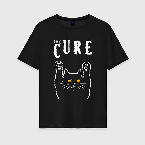 Женская футболка оверсайз The Cure rock cat / Черный – фото 1