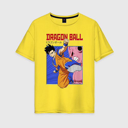 Женская футболка оверсайз Dragon Ball - Сон Гоку - Удар / Желтый – фото 1