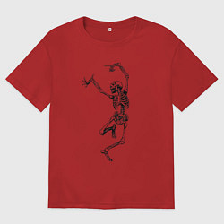 Футболка оверсайз женская Скелет и балет, цвет: красный