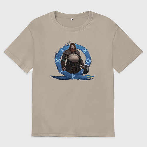 Женская футболка оверсайз Тор GoW Ragnarok / Миндальный – фото 1