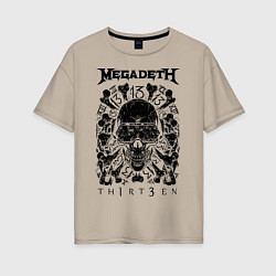 Футболка оверсайз женская Megadeth Thirteen, цвет: миндальный