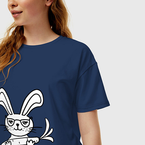 Женская футболка оверсайз Держи морковку / Тёмно-синий – фото 3